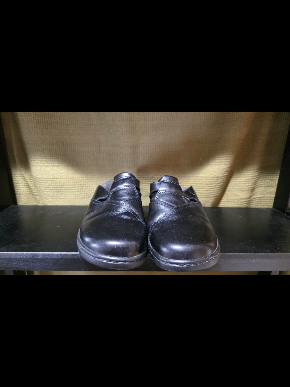 Clarks Black Leather Slip-On Women's Mules